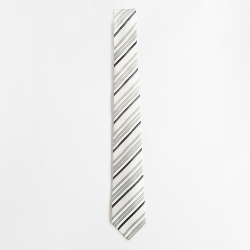 Alfani White Gray Striped Silk‎ Men's Necktie Business Attire Accessory